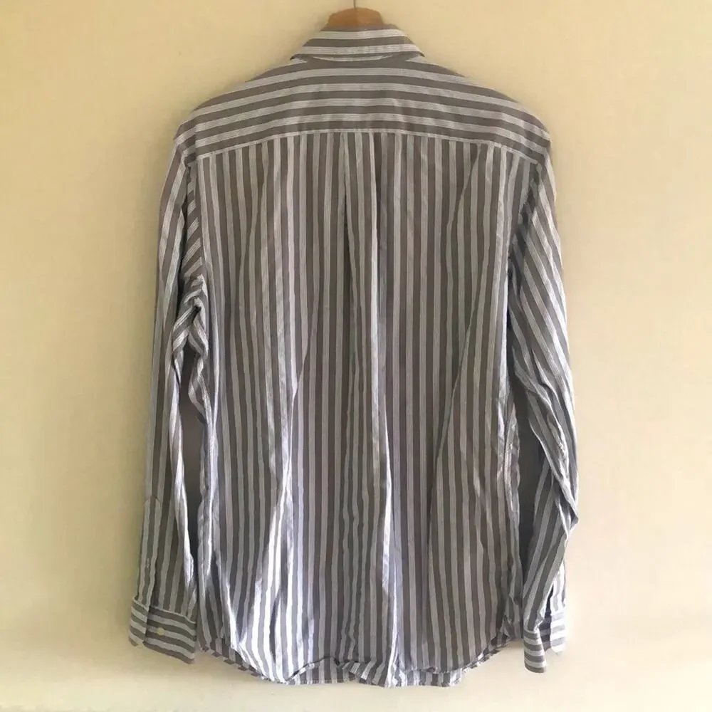 Banana Republic Slim Fit Stripe Button-Down Shirt Men's M Blue White